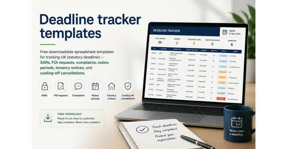 Deadline tracker spreadsheet templates — SAR, FOI, complaint, tenancy and cooling-off Excel downloads